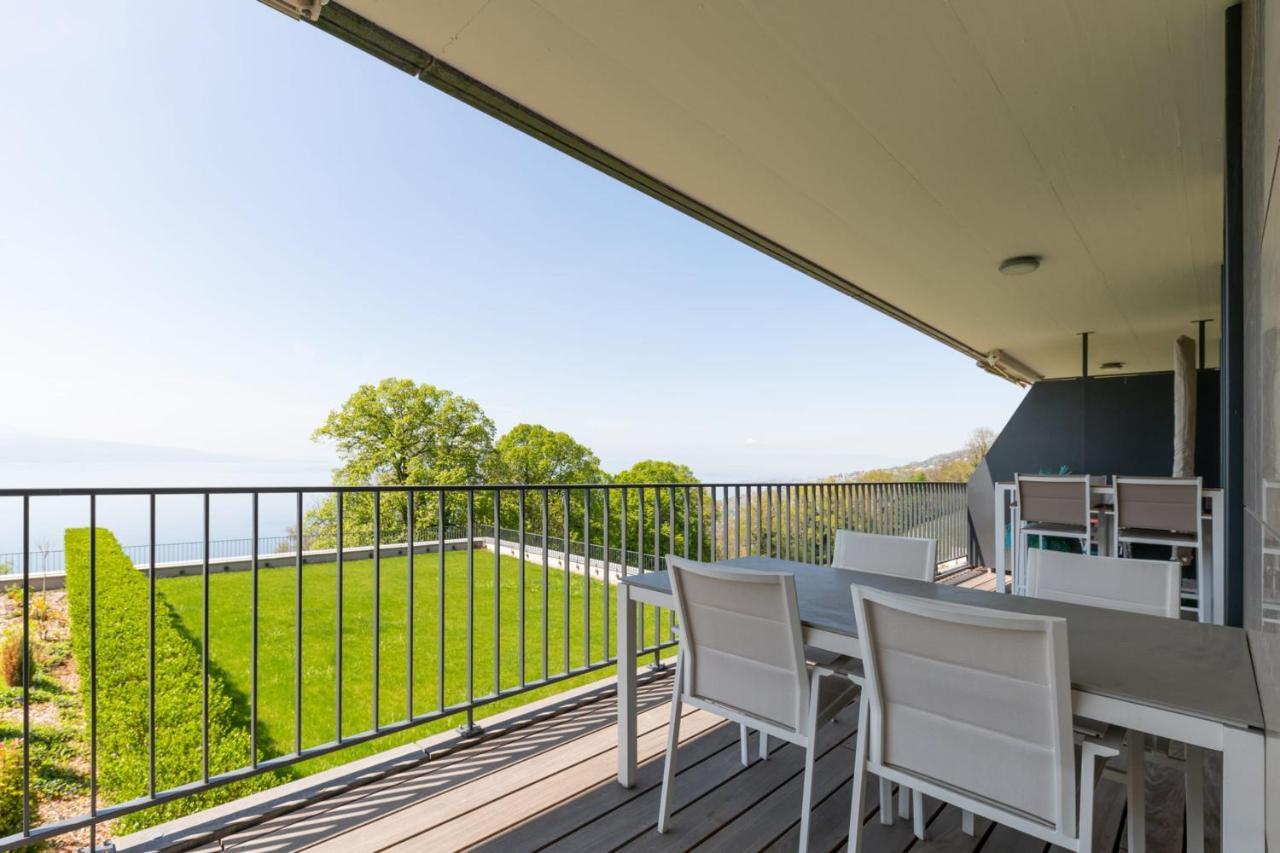 Les Terrasses De Lavaux 1 - Appartement De Luxe Avec Vue Panoramique Et Piscine Puidoux Экстерьер фото