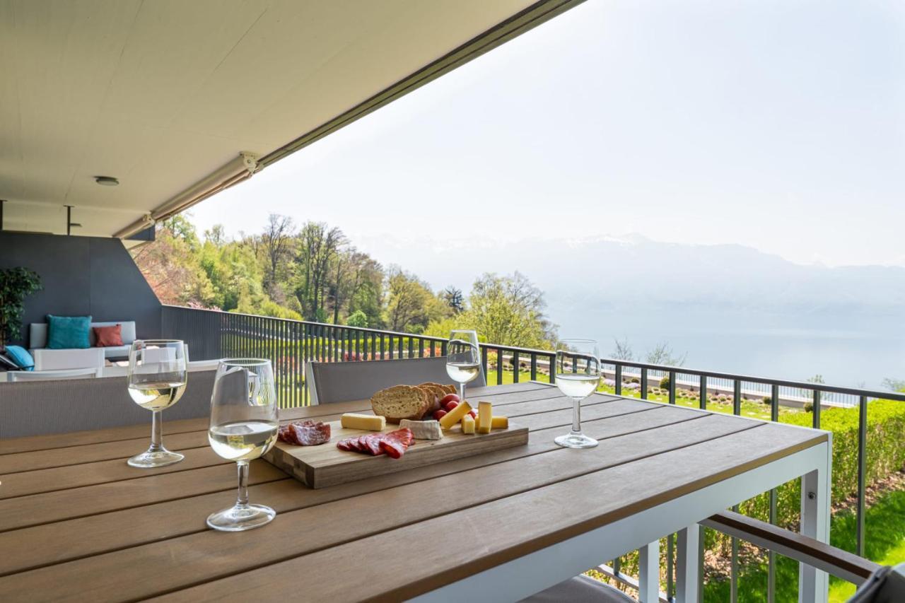 Les Terrasses De Lavaux 1 - Appartement De Luxe Avec Vue Panoramique Et Piscine Puidoux Экстерьер фото