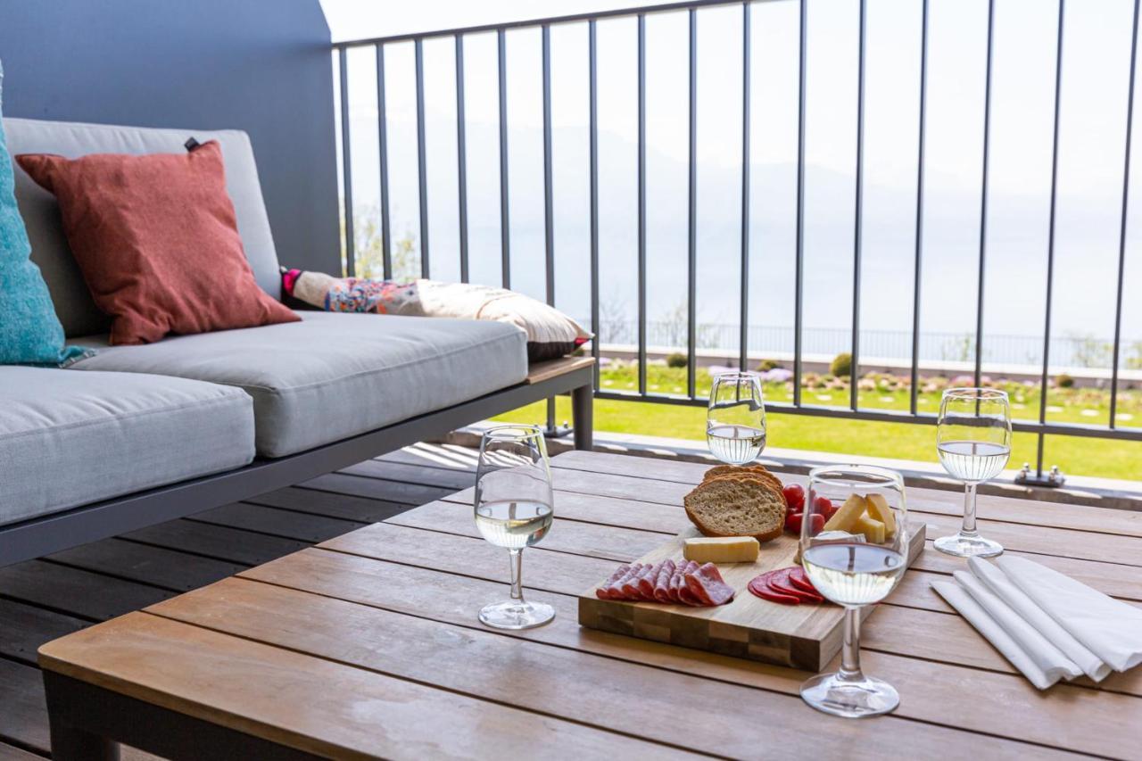 Les Terrasses De Lavaux 1 - Appartement De Luxe Avec Vue Panoramique Et Piscine Puidoux Экстерьер фото