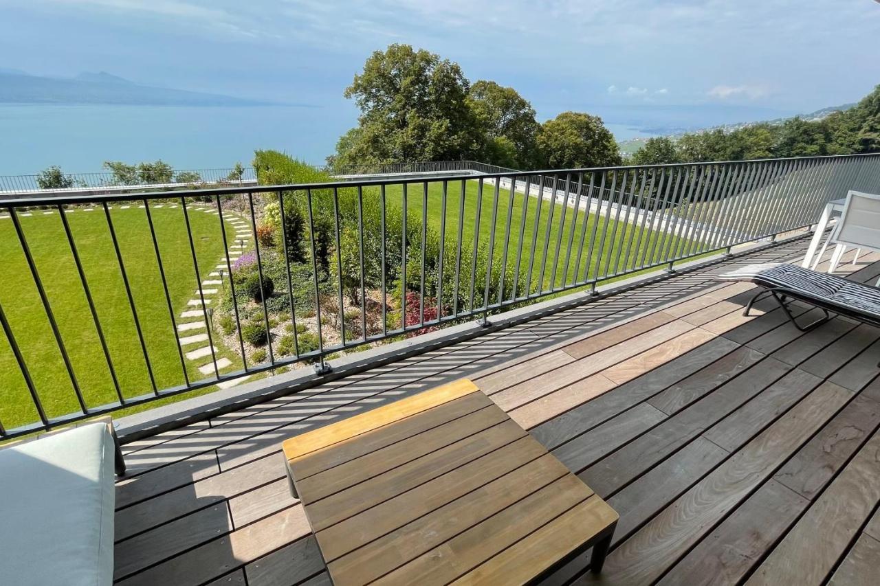 Les Terrasses De Lavaux 1 - Appartement De Luxe Avec Vue Panoramique Et Piscine Puidoux Экстерьер фото